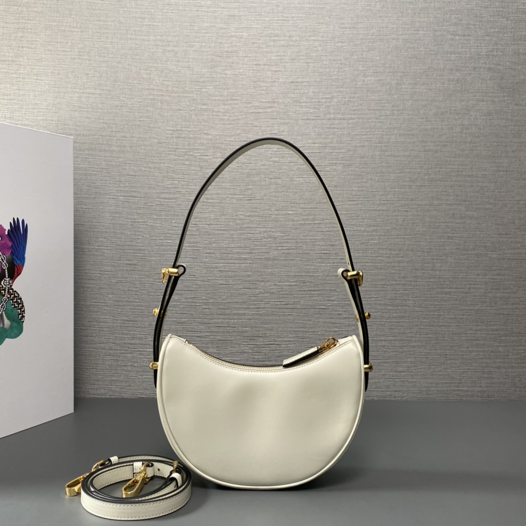 Prada Arque Leather Mini Shoulder Bag Handbag White 1BC199